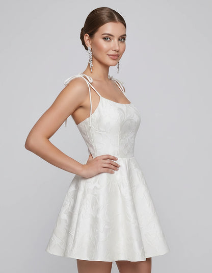 Polyester Satin Jacquard Sleeveless O-Neck Fit and Flare Mini Dress for Party, Cocktail, Evening, Summer & Wedding Guest Even