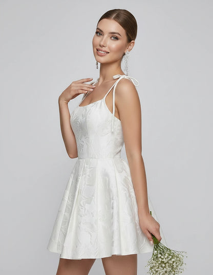 Polyester Satin Jacquard Sleeveless O-Neck Fit and Flare Mini Dress for Party, Cocktail, Evening, Summer & Wedding Guest Even