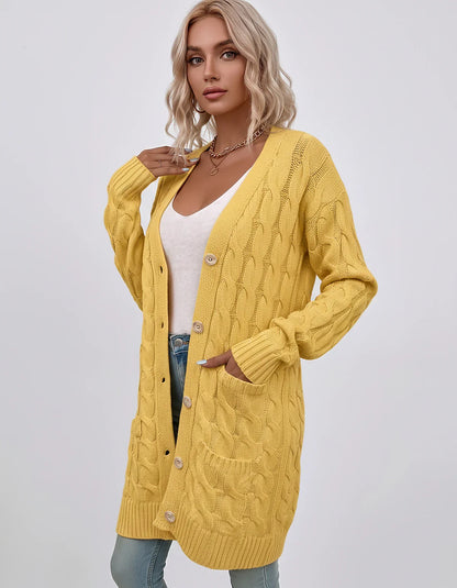 Beige,green,blue,yellow,light Blue,purple,lilac,black Denim Cardigan, front view | Ramblion | SKU: AC-731845206-YELLOW-L,AC-731845206-YELLOW-M,AC-731845206-YELLOW-S,AC-731845206-YELLOW-XL,AC-731845206-YELLOW-XS
