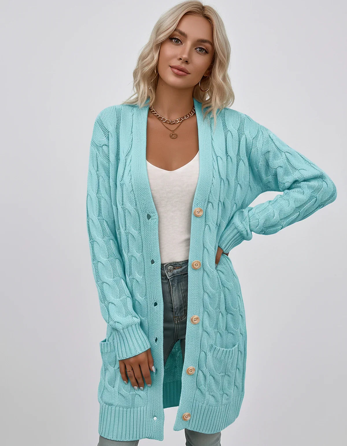 Beige,green,blue,yellow,light Blue,purple,lilac,black Denim Cardigan, front view | Ramblion | SKU: AC-731845206-LIGHTBLUE-L,AC-731845206-LIGHTBLUE-M,AC-731845206-LIGHTBLUE-S,AC-731845206-LIGHTBLUE-XL,AC-731845206-LIGHTBLUE-XS