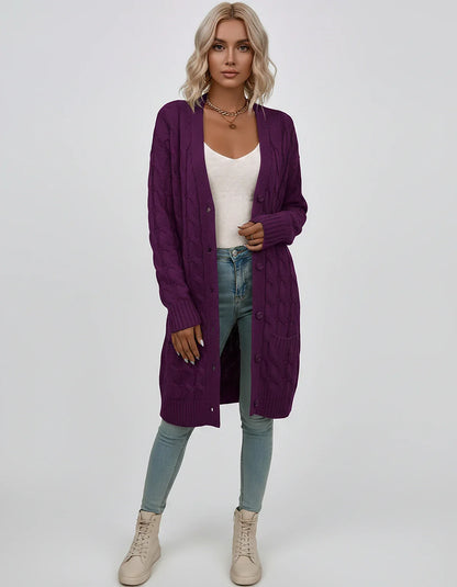 Beige,green,blue,yellow,light Blue,purple,lilac,black Denim Cardigan, front view | Ramblion | SKU: AC-731845206-PURPLE-L,AC-731845206-PURPLE-M,AC-731845206-PURPLE-S,AC-731845206-PURPLE-XL,AC-731845206-PURPLE-XS