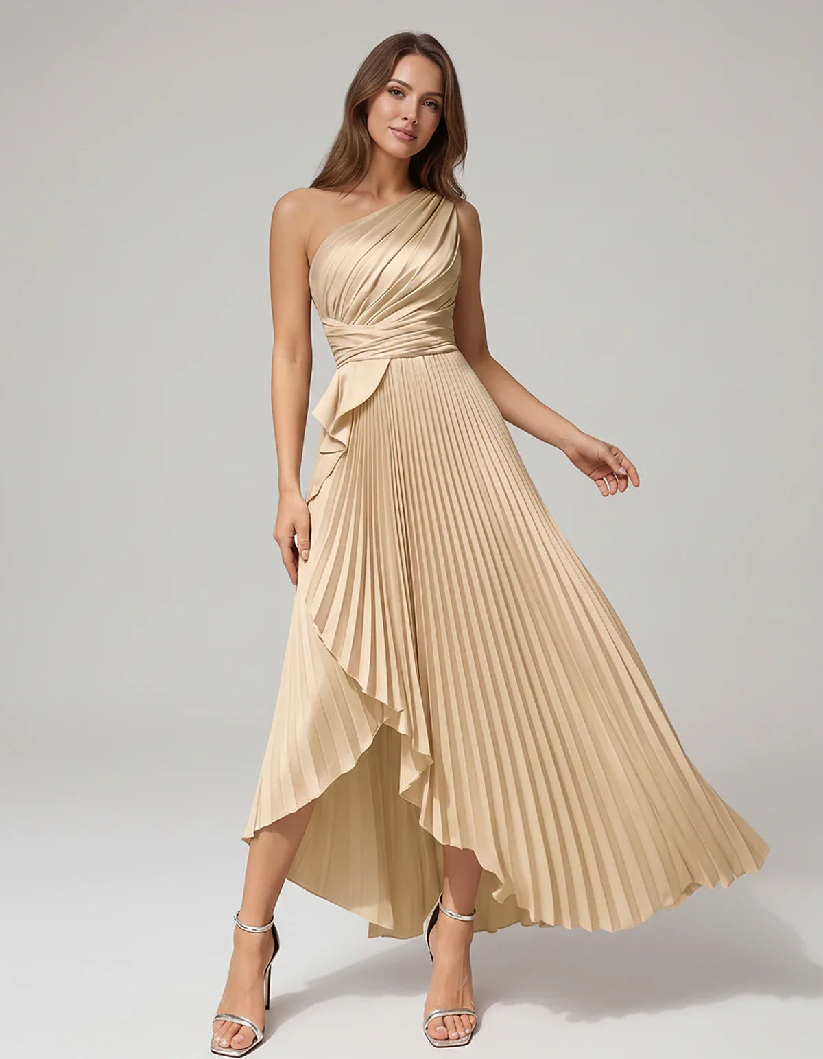 Satin Sleeveless One-Shoulder A-Line Maxi Dress for Party, Cocktail, Evening, Wedding Guest, Bridesmaid, Summer Formal Events | SKU: AMD-582741963851427-BEIGE-L,AMD-582741963851427-BEIGE-M,AMD-582741963851427-BEIGE-S,AMD-582741963851427-BEIGE-XL,AMD-582741963851427-BEIGE-XS