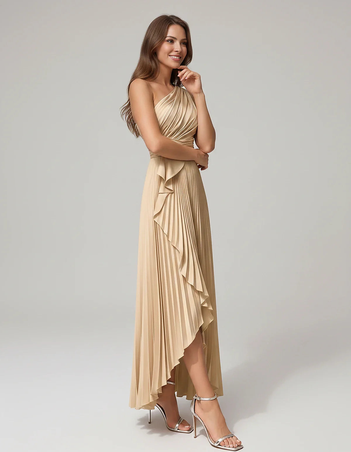 Satin Sleeveless One-Shoulder A-Line Maxi Dress for Party, Cocktail, Evening, Wedding Guest, Bridesmaid, Summer Formal Events | SKU: AMD-582741963851427-BEIGE-L,AMD-582741963851427-BEIGE-M,AMD-582741963851427-BEIGE-S,AMD-582741963851427-BEIGE-XL,AMD-582741963851427-BEIGE-XS