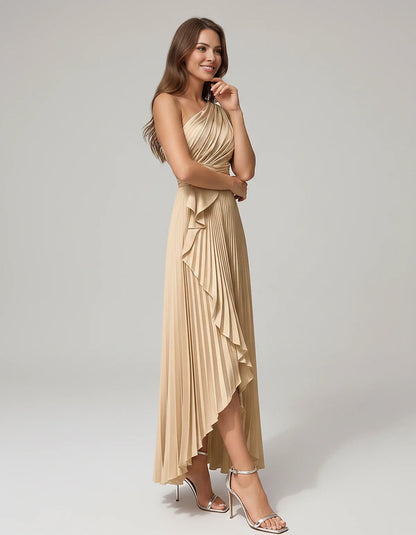 Satin Sleeveless One-Shoulder A-Line Maxi Dress for Party, Cocktail, Evening, Wedding Guest, Bridesmaid, Summer Formal Events | SKU: AMD-582741963851427-BEIGE-L,AMD-582741963851427-BEIGE-M,AMD-582741963851427-BEIGE-S,AMD-582741963851427-BEIGE-XL,AMD-582741963851427-BEIGE-XS