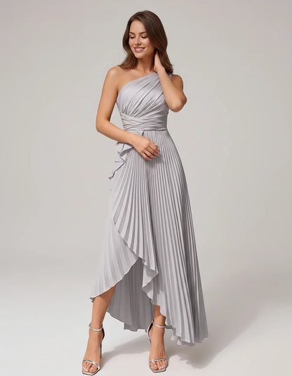 Satin Sleeveless One-Shoulder A-Line Maxi Dress for Party, Cocktail, Evening, Wedding Guest, Bridesmaid, Summer Formal Events | SKU: AMD-582741963851427-SILVER-L,AMD-582741963851427-SILVER-M,AMD-582741963851427-SILVER-S,AMD-582741963851427-SILVER-XL,AMD-582741963851427-SILVER-XS
