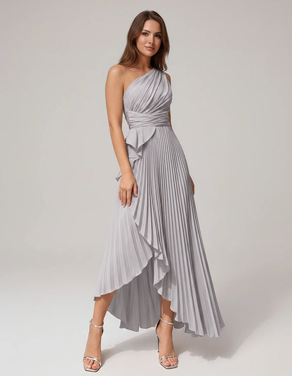 Satin Sleeveless One-Shoulder A-Line Maxi Dress for Party, Cocktail, Evening, Wedding Guest, Bridesmaid, Summer Formal Events | SKU: AMD-582741963851427-SILVER-L,AMD-582741963851427-SILVER-M,AMD-582741963851427-SILVER-S,AMD-582741963851427-SILVER-XL,AMD-582741963851427-SILVER-XS