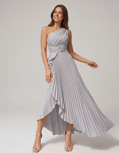 Satin Sleeveless One-Shoulder A-Line Maxi Dress for Party, Cocktail, Evening, Wedding Guest, Bridesmaid, Summer Formal Events | SKU: AMD-582741963851427-SILVER-L,AMD-582741963851427-SILVER-M,AMD-582741963851427-SILVER-S,AMD-582741963851427-SILVER-XL,AMD-582741963851427-SILVER-XS