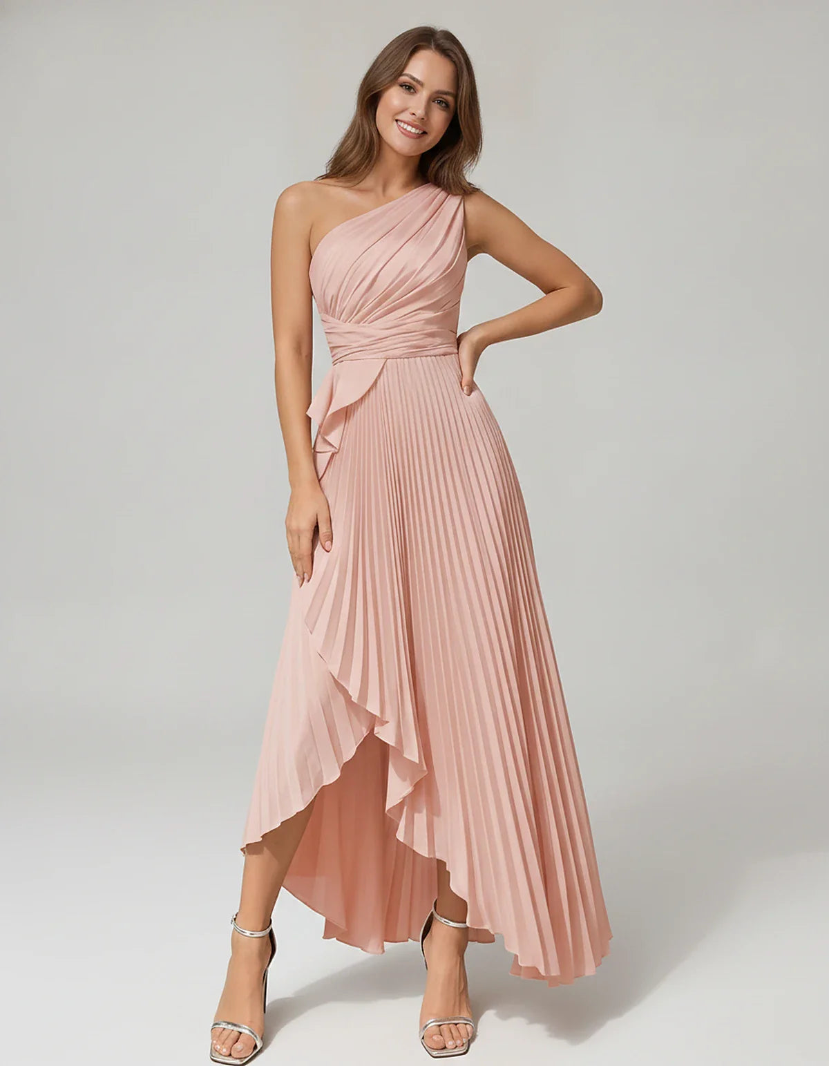Satin Sleeveless One-Shoulder A-Line Maxi Dress for Party, Cocktail, Evening, Wedding Guest, Bridesmaid, Summer Formal Events | SKU: AMD-582741963851427-BLUSH-L,AMD-582741963851427-BLUSH-M,AMD-582741963851427-BLUSH-S,AMD-582741963851427-BLUSH-XL,AMD-582741963851427-BLUSH-XS