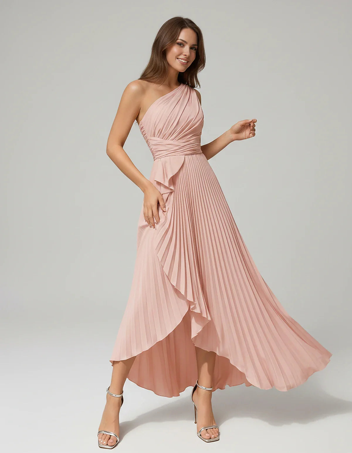 Satin Sleeveless One-Shoulder A-Line Maxi Dress for Party, Cocktail, Evening, Wedding Guest, Bridesmaid, Summer Formal Events | SKU: AMD-582741963851427-BLUSH-L,AMD-582741963851427-BLUSH-M,AMD-582741963851427-BLUSH-S,AMD-582741963851427-BLUSH-XL,AMD-582741963851427-BLUSH-XS