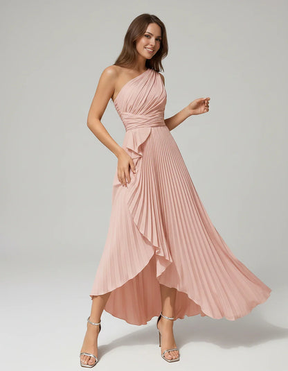 Satin Sleeveless One-Shoulder A-Line Maxi Dress for Party, Cocktail, Evening, Wedding Guest, Bridesmaid, Summer Formal Events | SKU: AMD-582741963851427-BLUSH-L,AMD-582741963851427-BLUSH-M,AMD-582741963851427-BLUSH-S,AMD-582741963851427-BLUSH-XL,AMD-582741963851427-BLUSH-XS