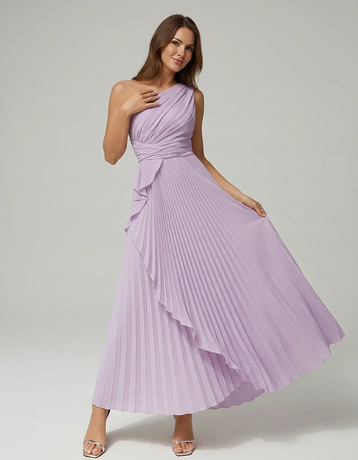 Satin Sleeveless One-Shoulder A-Line Maxi Dress for Party, Cocktail, Evening, Wedding Guest, Bridesmaid, Summer Formal Events | SKU: AMD-582741963851427-LILAC-L,AMD-582741963851427-LILAC-M,AMD-582741963851427-LILAC-S,AMD-582741963851427-LILAC-XL,AMD-582741963851427-LILAC-XS