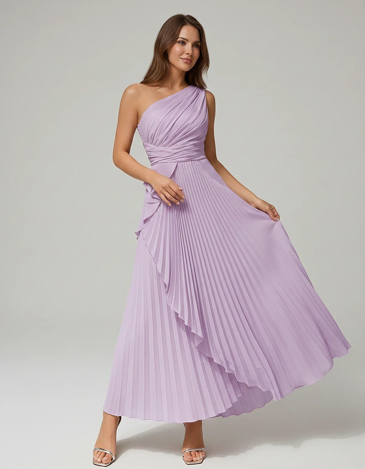 Satin Sleeveless One-Shoulder A-Line Maxi Dress for Party, Cocktail, Evening, Wedding Guest, Bridesmaid, Summer Formal Events | SKU: AMD-582741963851427-LILAC-L,AMD-582741963851427-LILAC-M,AMD-582741963851427-LILAC-S,AMD-582741963851427-LILAC-XL,AMD-582741963851427-LILAC-XS