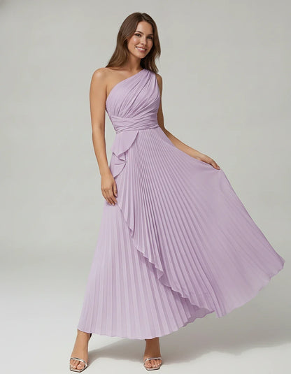 Satin Sleeveless One-Shoulder A-Line Maxi Dress for Party, Cocktail, Evening, Wedding Guest, Bridesmaid, Summer Formal Events | SKU: AMD-582741963851427-LILAC-L,AMD-582741963851427-LILAC-M,AMD-582741963851427-LILAC-S,AMD-582741963851427-LILAC-XL,AMD-582741963851427-LILAC-XS