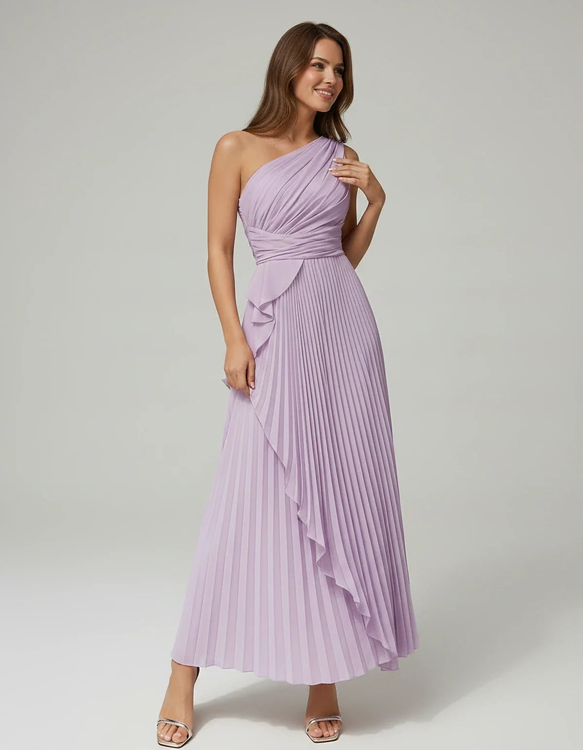 Satin Sleeveless One-Shoulder A-Line Maxi Dress for Party, Cocktail, Evening, Wedding Guest, Bridesmaid, Summer Formal Events | SKU: AMD-582741963851427-LILAC-L,AMD-582741963851427-LILAC-M,AMD-582741963851427-LILAC-S,AMD-582741963851427-LILAC-XL,AMD-582741963851427-LILAC-XS