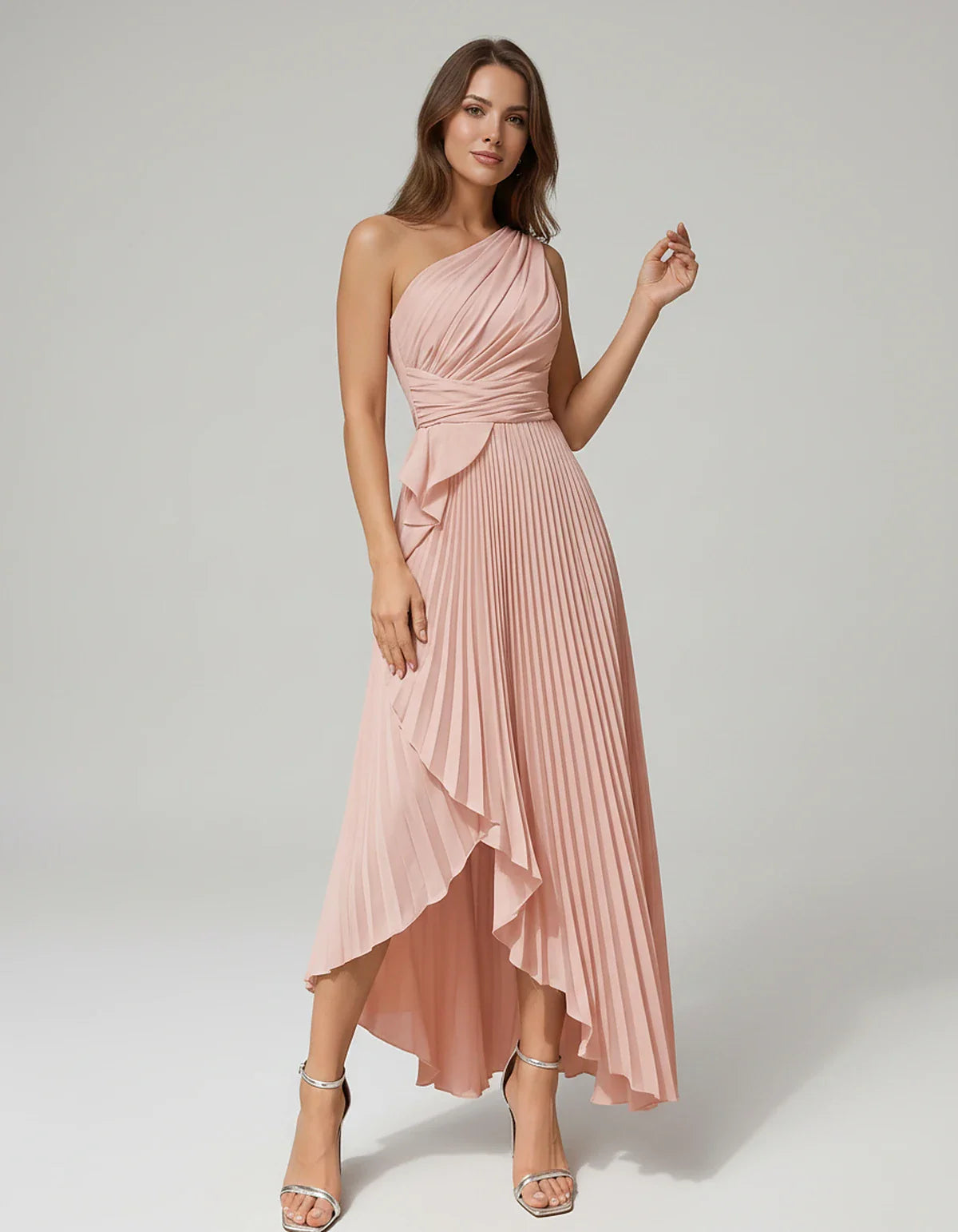 Satin Sleeveless One-Shoulder A-Line Maxi Dress for Party, Cocktail, Evening, Wedding Guest, Bridesmaid, Summer Formal Events | SKU: AMD-582741963851427-BLUSH-L,AMD-582741963851427-BLUSH-M,AMD-582741963851427-BLUSH-S,AMD-582741963851427-BLUSH-XL,AMD-582741963851427-BLUSH-XS