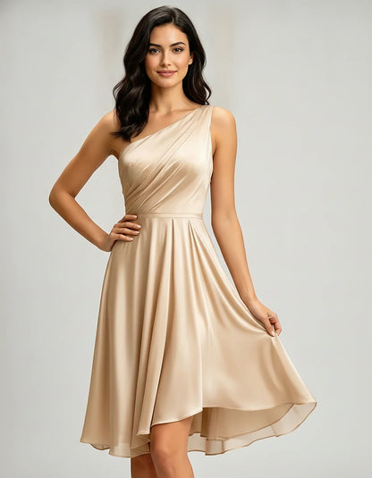 Polyester Satin Sleeveless One-Shoulder Asymmetrical Midi Dress for Party, Cocktail, Evening, Wedding Guest & Summer Events, | SKU: AMD-583920174618502-CHAMPAGNE-L,AMD-583920174618502-CHAMPAGNE-M,AMD-583920174618502-CHAMPAGNE-S,AMD-583920174618502-CHAMPAGNE-XL,AMD-583920174618502-CHAMPAGNE-XS