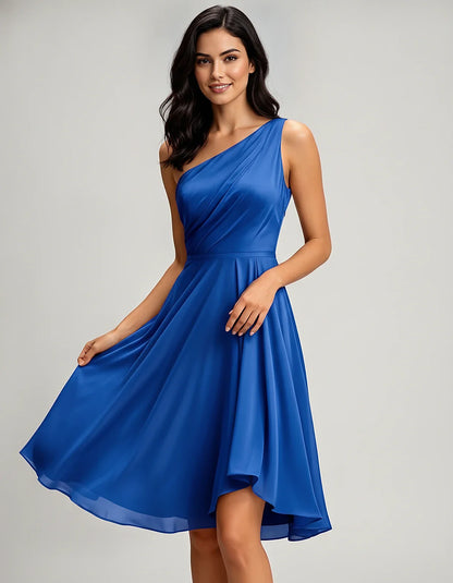 Polyester Satin Sleeveless One-Shoulder Asymmetrical Midi Dress for Party, Cocktail, Evening, Wedding Guest & Summer Events, | SKU: AMD-583920174618502-BLUE-L,AMD-583920174618502-BLUE-M,AMD-583920174618502-BLUE-S,AMD-583920174618502-BLUE-XL,AMD-583920174618502-BLUE-XS