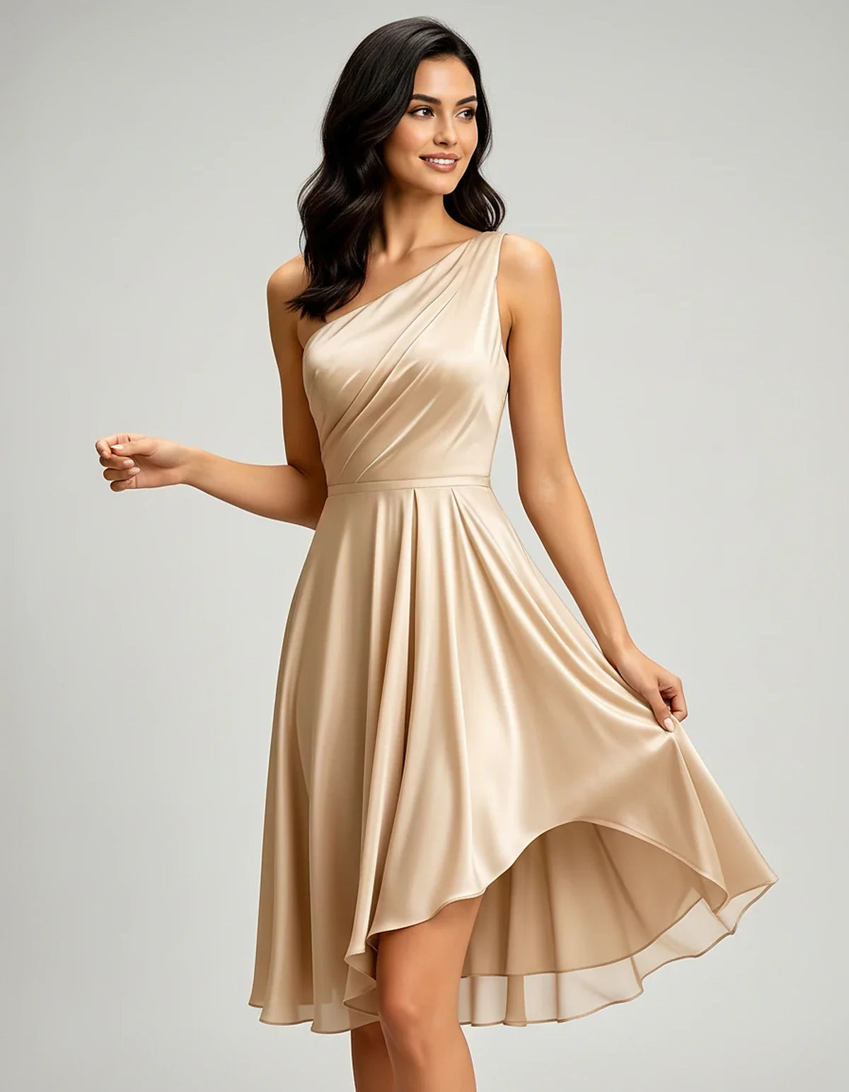 Polyester Satin Sleeveless One-Shoulder Asymmetrical Midi Dress for Party, Cocktail, Evening, Wedding Guest & Summer Events, | SKU: AMD-583920174618502-CHAMPAGNE-L,AMD-583920174618502-CHAMPAGNE-M,AMD-583920174618502-CHAMPAGNE-S,AMD-583920174618502-CHAMPAGNE-XL,AMD-583920174618502-CHAMPAGNE-XS