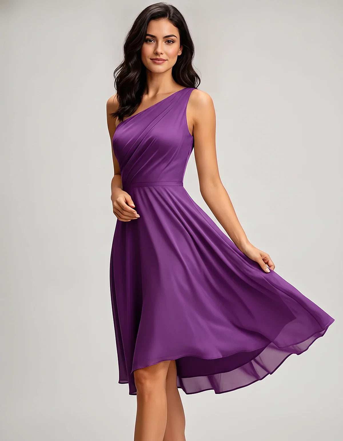 Polyester Satin Sleeveless One-Shoulder Asymmetrical Midi Dress for Party, Cocktail, Evening, Wedding Guest & Summer Events, | SKU: AMD-583920174618502-PURPLE-L,AMD-583920174618502-PURPLE-M,AMD-583920174618502-PURPLE-S,AMD-583920174618502-PURPLE-XL,AMD-583920174618502-PURPLE-XS
