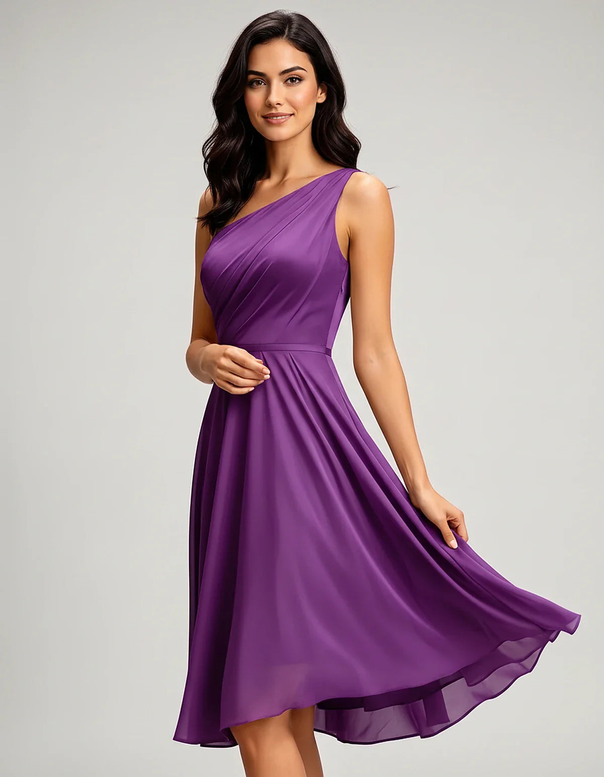 Polyester Satin Sleeveless One-Shoulder Asymmetrical Midi Dress for Party, Cocktail, Evening, Wedding Guest & Summer Events, | SKU: AMD-583920174618502-PURPLE-L,AMD-583920174618502-PURPLE-M,AMD-583920174618502-PURPLE-S,AMD-583920174618502-PURPLE-XL,AMD-583920174618502-PURPLE-XS