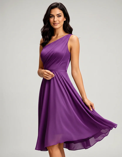 Polyester Satin Sleeveless One-Shoulder Asymmetrical Midi Dress for Party, Cocktail, Evening, Wedding Guest & Summer Events, | SKU: AMD-583920174618502-PURPLE-L,AMD-583920174618502-PURPLE-M,AMD-583920174618502-PURPLE-S,AMD-583920174618502-PURPLE-XL,AMD-583920174618502-PURPLE-XS