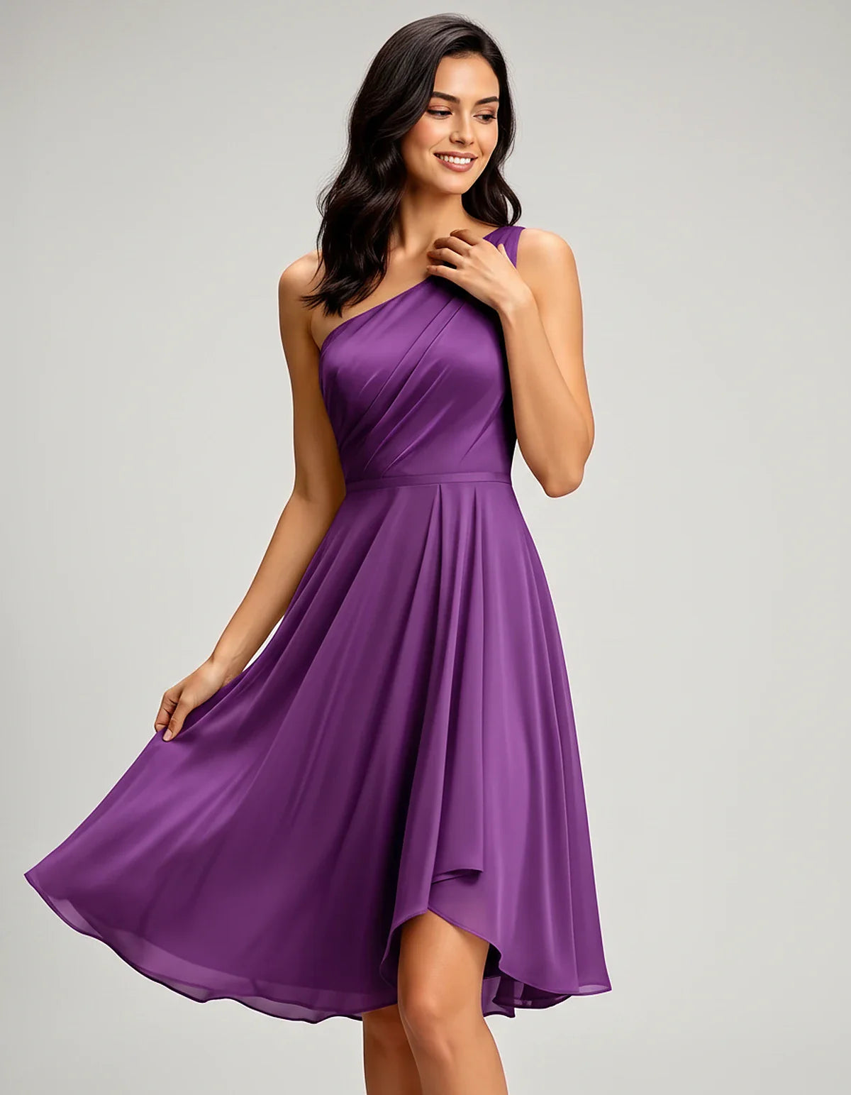 Polyester Satin Sleeveless One-Shoulder Asymmetrical Midi Dress for Party, Cocktail, Evening, Wedding Guest & Summer Events, | SKU: AMD-583920174618502-PURPLE-L,AMD-583920174618502-PURPLE-M,AMD-583920174618502-PURPLE-S,AMD-583920174618502-PURPLE-XL,AMD-583920174618502-PURPLE-XS