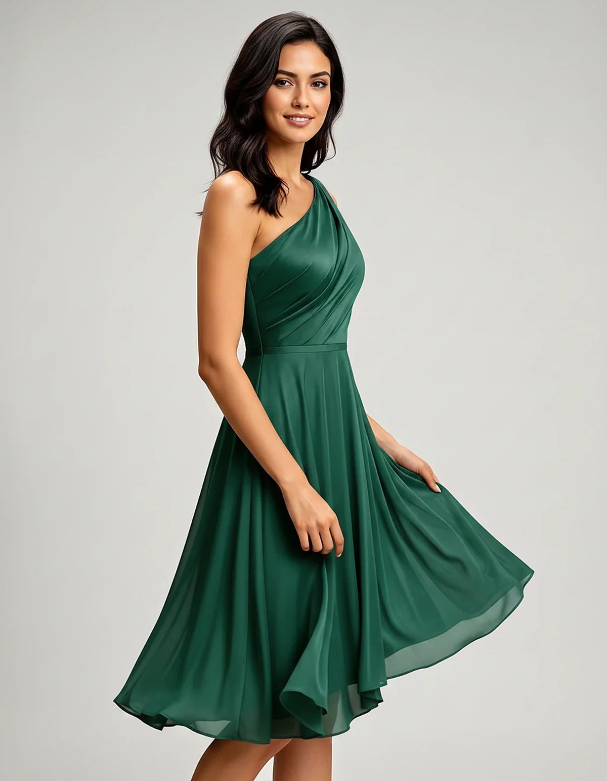 Polyester Satin Sleeveless One-Shoulder Asymmetrical Midi Dress for Party, Cocktail, Evening, Wedding Guest & Summer Events, | SKU: AMD-583920174618502-GREEN-L,AMD-583920174618502-GREEN-M,AMD-583920174618502-GREEN-S,AMD-583920174618502-GREEN-XL,AMD-583920174618502-GREEN-XS