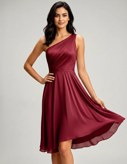 Polyester Satin Sleeveless One-Shoulder Asymmetrical Midi Dress for Party, Cocktail, Evening, Wedding Guest & Summer Events, | SKU: AMD-583920174618502-BURGUNDY-L,AMD-583920174618502-BURGUNDY-M,AMD-583920174618502-BURGUNDY-S,AMD-583920174618502-BURGUNDY-XL,AMD-583920174618502-BURGUNDY-XS