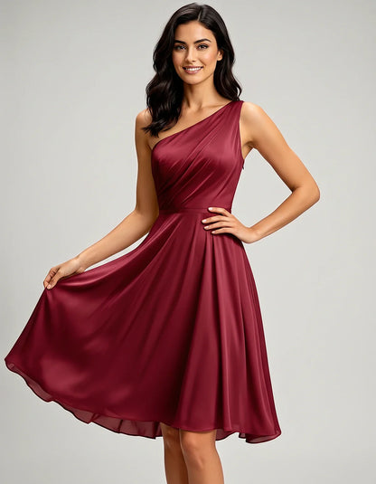 Polyester Satin Sleeveless One-Shoulder Asymmetrical Midi Dress for Party, Cocktail, Evening, Wedding Guest & Summer Events, | SKU: AMD-583920174618502-BURGUNDY-L,AMD-583920174618502-BURGUNDY-M,AMD-583920174618502-BURGUNDY-S,AMD-583920174618502-BURGUNDY-XL,AMD-583920174618502-BURGUNDY-XS