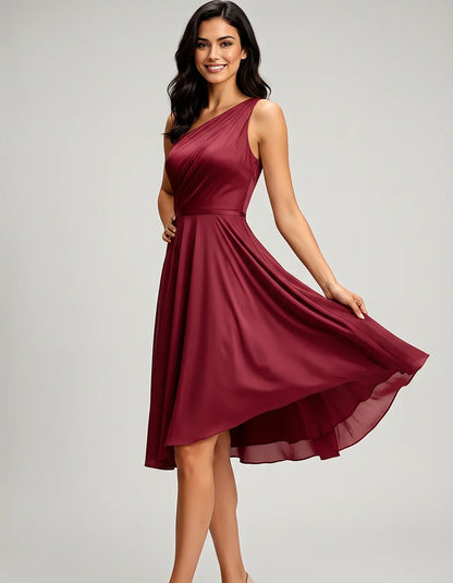 Polyester Satin Sleeveless One-Shoulder Asymmetrical Midi Dress for Party, Cocktail, Evening, Wedding Guest & Summer Events, | SKU: AMD-583920174618502-BURGUNDY-L,AMD-583920174618502-BURGUNDY-M,AMD-583920174618502-BURGUNDY-S,AMD-583920174618502-BURGUNDY-XL,AMD-583920174618502-BURGUNDY-XS