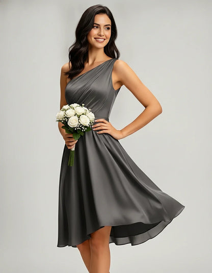 Polyester Satin Sleeveless One-Shoulder Asymmetrical Midi Dress for Party, Cocktail, Evening, Wedding Guest & Summer Events, | SKU: AMD-583920174618502-GRAY-L,AMD-583920174618502-GRAY-M,AMD-583920174618502-GRAY-S,AMD-583920174618502-GRAY-XL,AMD-583920174618502-GRAY-XS