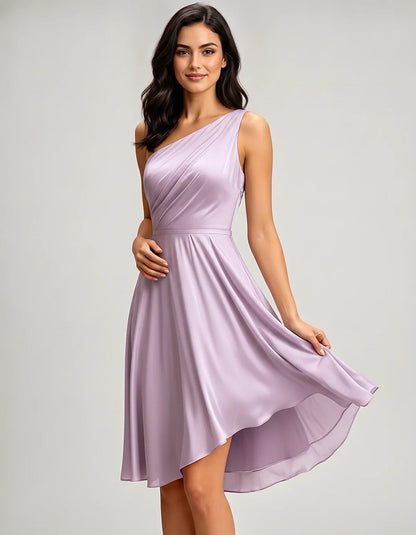 Polyester Satin Sleeveless One-Shoulder Asymmetrical Midi Dress for Party, Cocktail, Evening, Wedding Guest & Summer Events, | SKU: AMD-583920174618502-LILAC-L,AMD-583920174618502-LILAC-M,AMD-583920174618502-LILAC-S,AMD-583920174618502-LILAC-XL,AMD-583920174618502-LILAC-XS