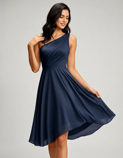 Polyester Satin Sleeveless One-Shoulder Asymmetrical Midi Dress for Party, Cocktail, Evening, Wedding Guest & Summer Events, | SKU: AMD-583920174618502-NAVY-L,AMD-583920174618502-NAVY-M,AMD-583920174618502-NAVY-S,AMD-583920174618502-NAVY-XL,AMD-583920174618502-NAVY-XS