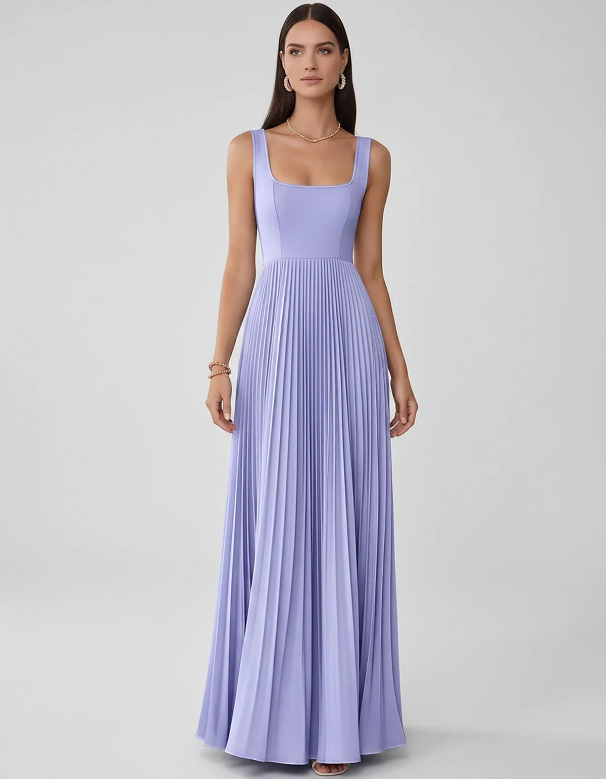 Satin Sleeveless Square Neck A-Line Maxi Dress with Pleated Skirt for Party, Cocktail, Evening, Wedding Guest & Summer Events | SKU: AMD-583920174618527-DUSTYBLUE-L,AMD-583920174618527-DUSTYBLUE-M,AMD-583920174618527-DUSTYBLUE-S,AMD-583920174618527-DUSTYBLUE-XL,AMD-583920174618527-DUSTYBLUE-XS