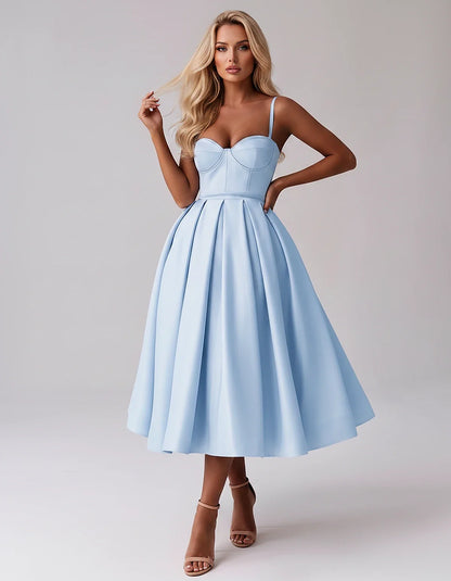 Tea Length Satin Spaghetti Strap Sweetheart A-Line Midi Dress for Party, Cocktail, Evening, Wedding Guest & Formal Events Sum | SKU: MD-482913750618392-LIGHTBLUE-L,MD-482913750618392-LIGHTBLUE-M,MD-482913750618392-LIGHTBLUE-S,MD-482913750618392-LIGHTBLUE-XL,MD-482913750618392-LIGHTBLUE-XS