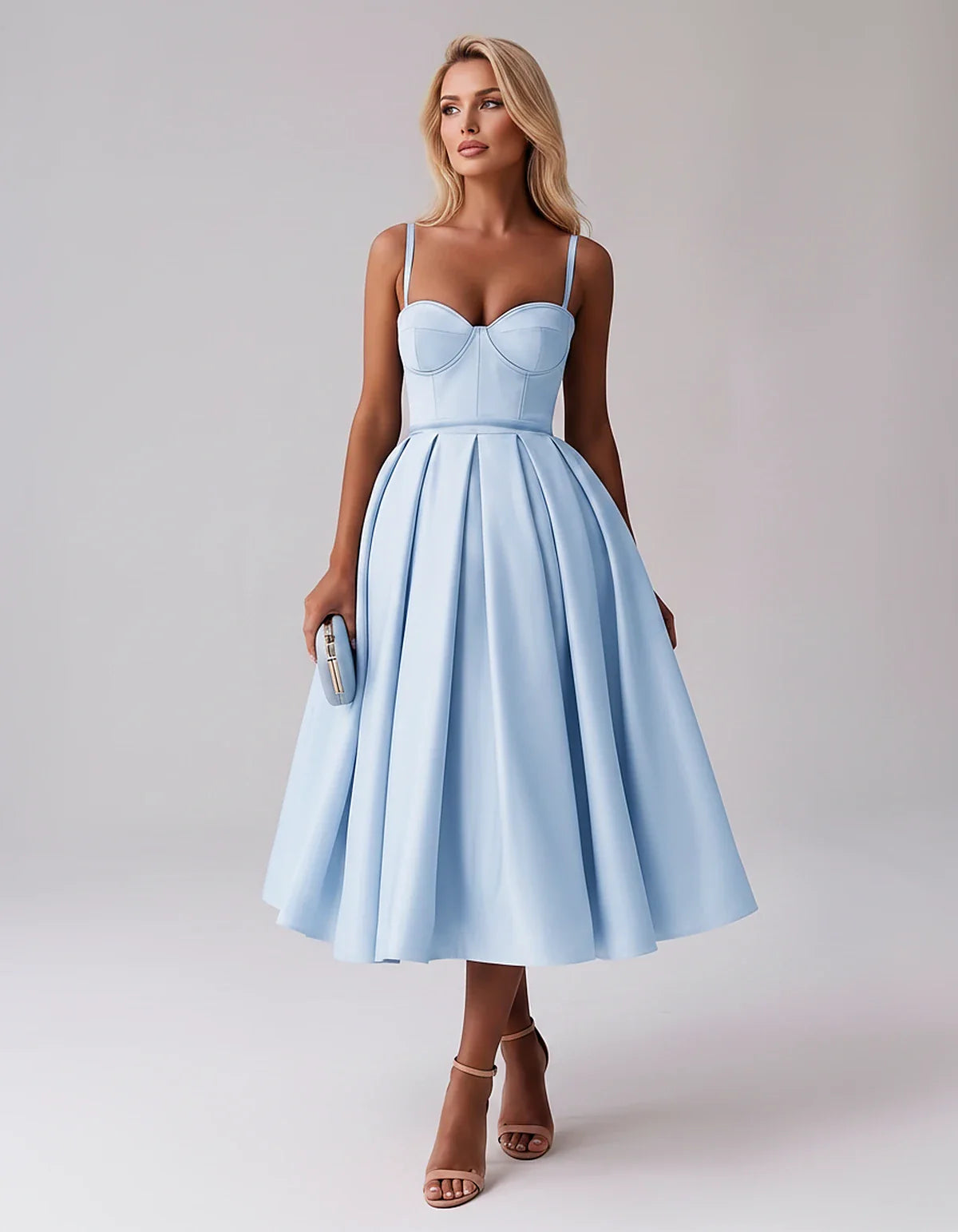 Tea Length Satin Spaghetti Strap Sweetheart A-Line Midi Dress for Party, Cocktail, Evening, Wedding Guest & Formal Events Sum | SKU: MD-482913750618392-LIGHTBLUE-L,MD-482913750618392-LIGHTBLUE-M,MD-482913750618392-LIGHTBLUE-S,MD-482913750618392-LIGHTBLUE-XL,MD-482913750618392-LIGHTBLUE-XS