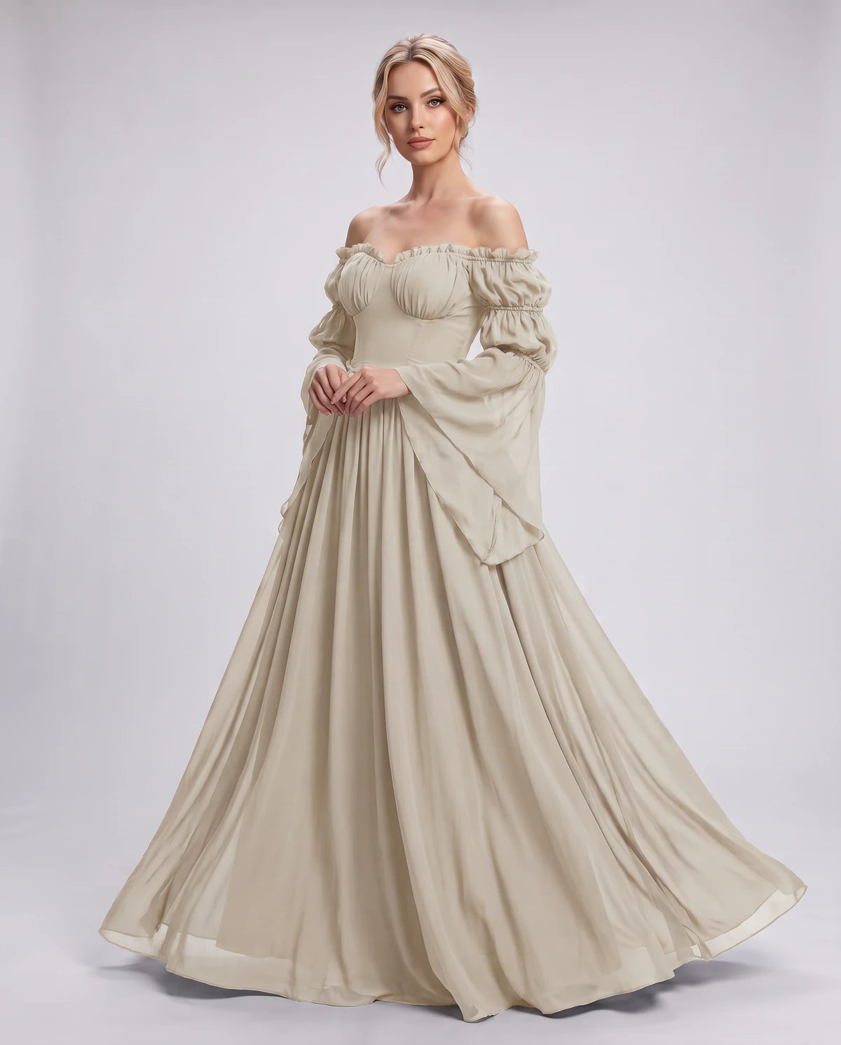 Avelina Maxi Dresses — Beige