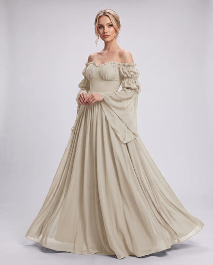 Avelina Maxi Dresses — Beige