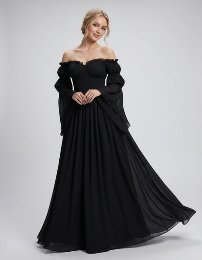 Avelina Maxi Dresses — Black | SKU: RB-099607-black-XS,RB-099607-black-S,RB-099607-black-M,RB-099607-black-L,RB-099607-black-XL,RB-099607-black-2XL