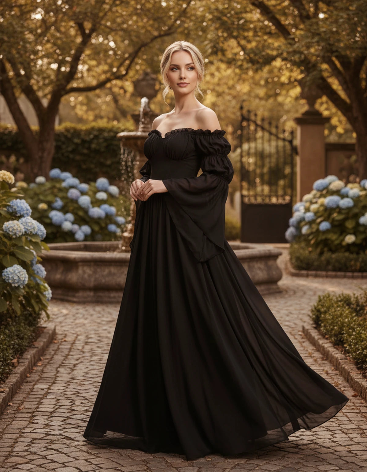 Avelina Maxi Dresses — Black | SKU: RB-099607-black-XS,RB-099607-black-S,RB-099607-black-M,RB-099607-black-L,RB-099607-black-XL,RB-099607-black-2XL