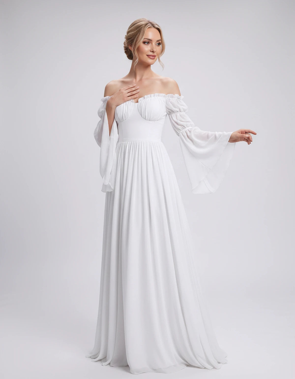 Avelina Maxi Dresses — White | SKU: RB-099607-white-XS,RB-099607-white-S,RB-099607-white-M,RB-099607-white-L,RB-099607-white-XL,RB-099607-white-2XL