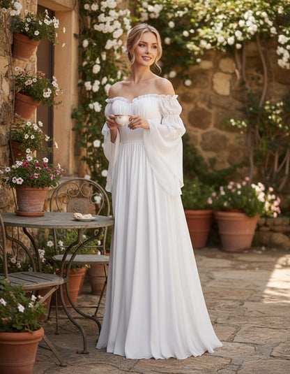 Avelina Maxi Dresses — White | SKU: RB-099607-white-XS,RB-099607-white-S,RB-099607-white-M,RB-099607-white-L,RB-099607-white-XL,RB-099607-white-2XL