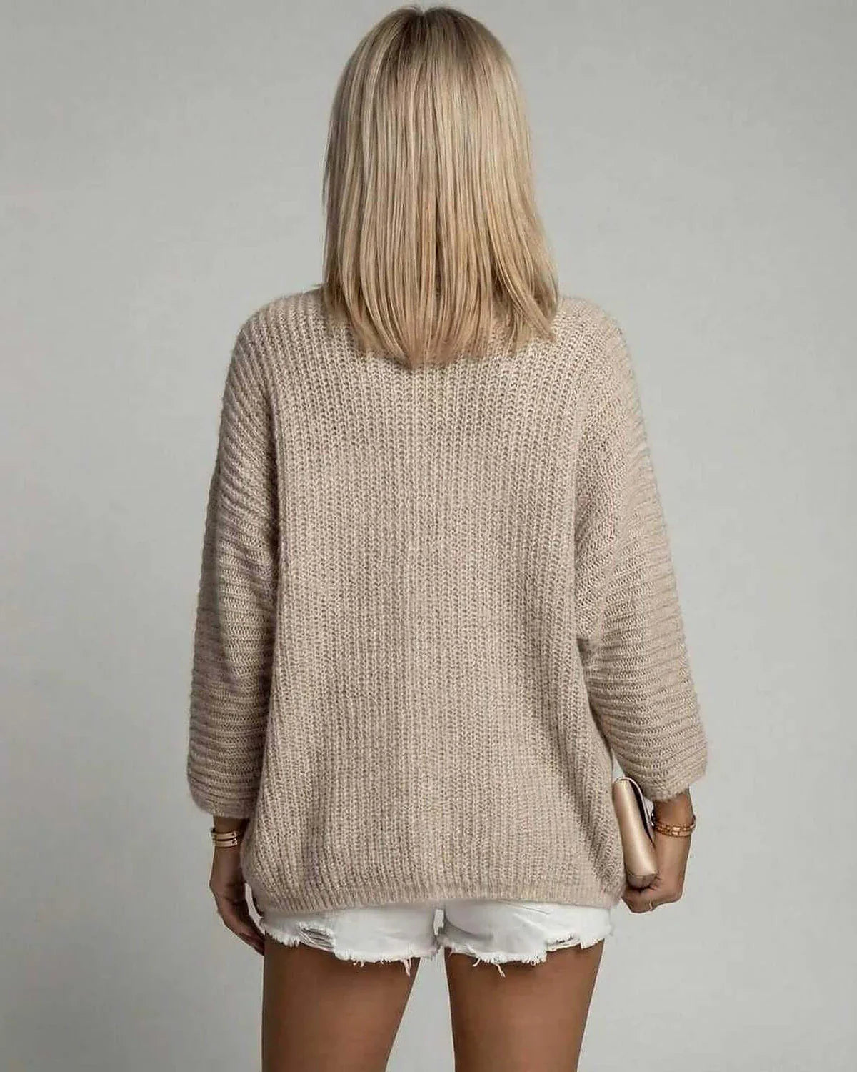Beige Cotton Cardigan, back view | Ramblion | SKU: AC-582904173-BEIGE-L-1054,AC-582904173-BEIGE-M-677,AC-582904173-BEIGE-S-4514,AC-582904173-BEIGE-XL-7565,AC-582904173-BEIGE-XS-3823