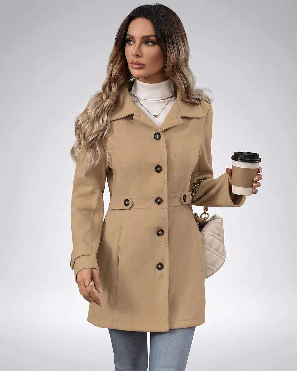 Beige Cotton Jacket, front view | Ramblion | SKU: MJ-92741-beige-L-8259,MJ-92741-beige-M-6400,MJ-92741-beige-S-2626,MJ-92741-beige-XL-8698,MJ-92741-beige-XS-5963