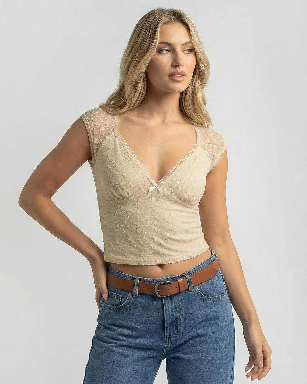 Beige Cotton Top, front view | Ramblion | SKU: BLT-59321-BGE-L-557,BLT-59321-BGE-M-9466,BLT-59321-BGE-S-5505,BLT-59321-BGE-XL-2283,BLT-59321-BGE-XS-4749