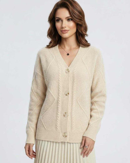 Ivory Cardigan, front view | Ramblion | SKU: CC-529483761-ivory-L-5507,CC-529483761-ivory-M-7940,CC-529483761-ivory-S-6094,CC-529483761-ivory-XL-8886,CC-529483761-ivory-XS-4042