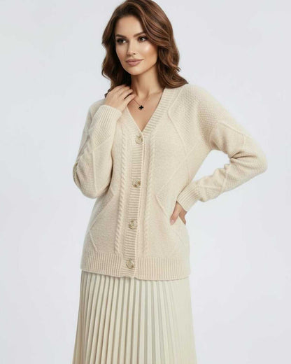 Ivory Cardigan, front view | Ramblion | SKU: CC-529483761-ivory-L-5507,CC-529483761-ivory-M-7940,CC-529483761-ivory-S-6094,CC-529483761-ivory-XL-8886,CC-529483761-ivory-XS-4042
