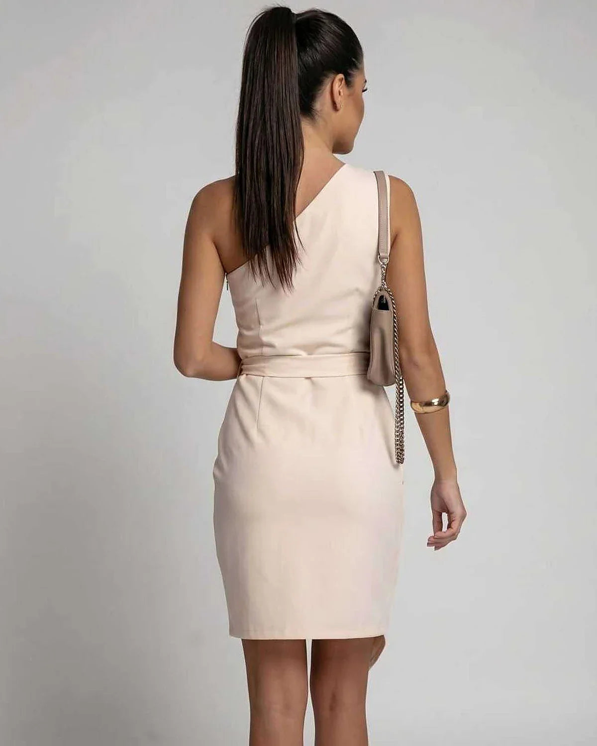 Beige,pink,black,yellow Cotton Boat Neck Sleeveless Midi Dress | Gala Nights & Cocktail Parties, back view | Ramblion | SKU: RB-AF821C-BEIGE-L,RB-AF821C-BEIGE-M,RB-AF821C-BEIGE-S,RB-AF821C-BEIGE-XL,RB-AF821C-BEIGE-XS