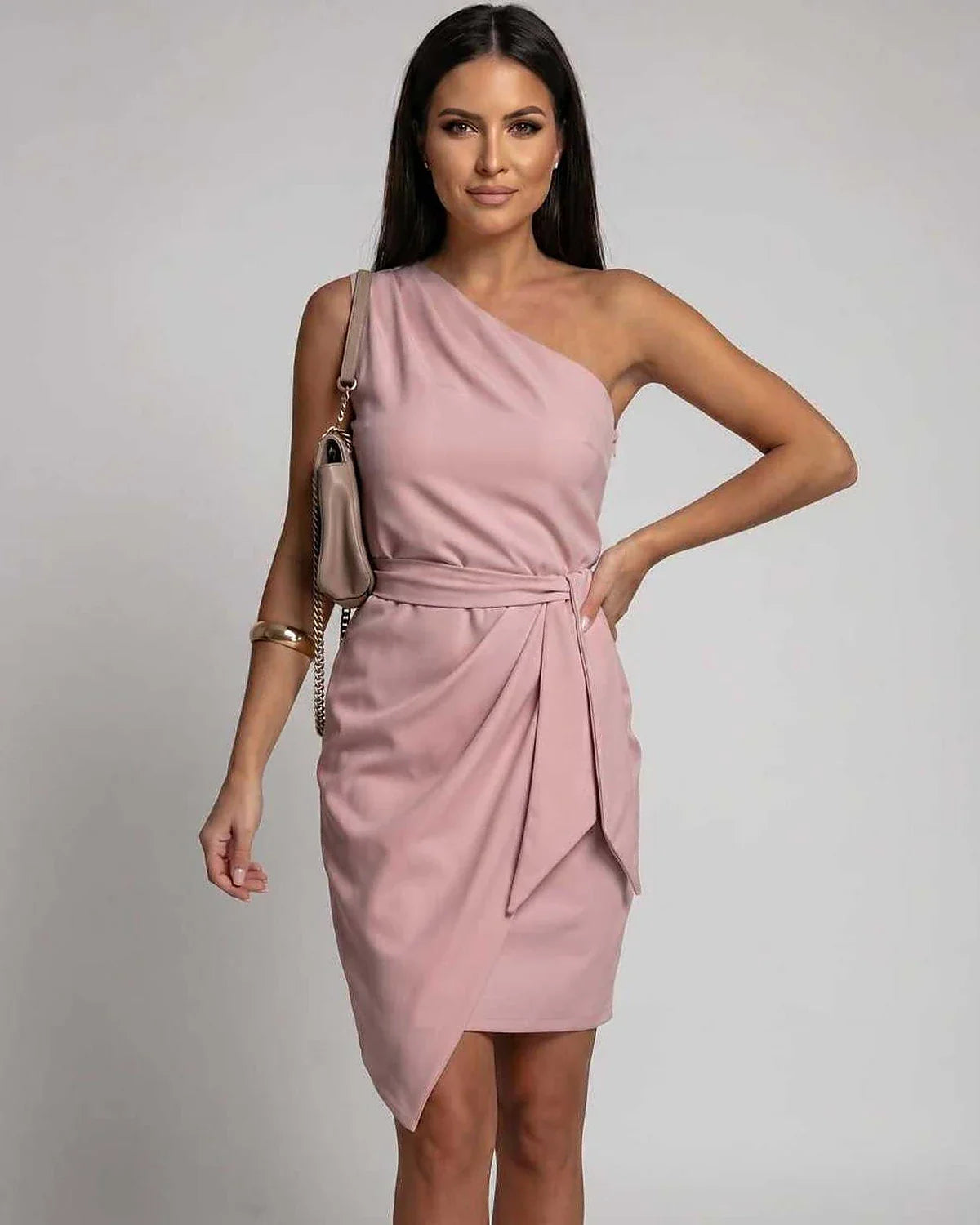 Beige,pink,black,yellow Cotton Boat Neck Sleeveless Midi Dress | Gala Nights & Cocktail Parties, front view | Ramblion