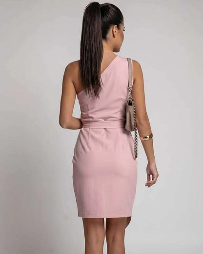 Beige,pink,black,yellow Cotton Boat Neck Sleeveless Midi Dress | Gala Nights & Cocktail Parties, back view | Ramblion | SKU: RB-AF821C-PINK-L,RB-AF821C-PINK-M,RB-AF821C-PINK-S,RB-AF821C-PINK-XL,RB-AF821C-PINK-XS